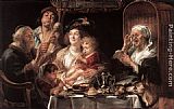 Jacob Jordaens Canvas Paintings - As the Old Sang the Young Play Pipes